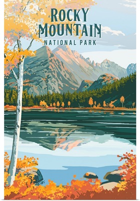Rocky Mountain National Park, Dream Lake: Retro Travel Poster