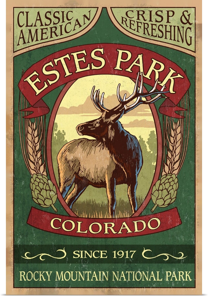Rocky Mountain National Park, Estes Park Since 1917: Retro Travel Poster