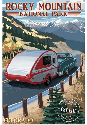 Rocky Mountain National Park, Retro Camper, Rubber Stamp
