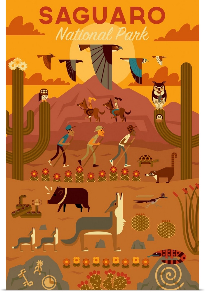 Saguaro National Park, Adventure: Graphic Travel Poster