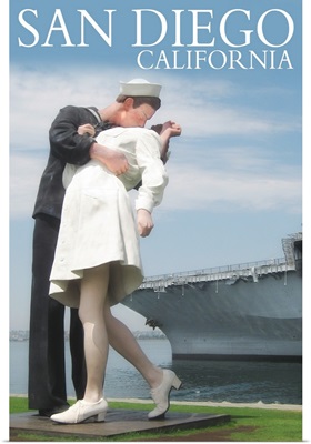 Sailor Sculpture at USS Midway - San Diego, California: Retro Travel Poster