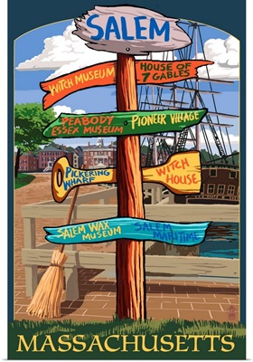 Salem, Massachusetts - Sign Destinations: Retro Travel Poster