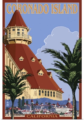 San Diego, California - Hotel Del Coronado: Retro Travel Poster