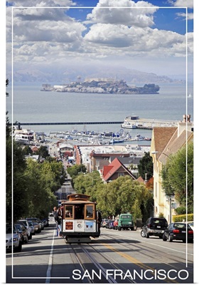 San Francisco, California - Cable Car and Alcatraz Island