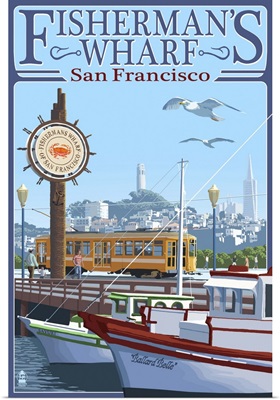 San Francisco, California - Fisherman's Wharf: Retro Travel Poster