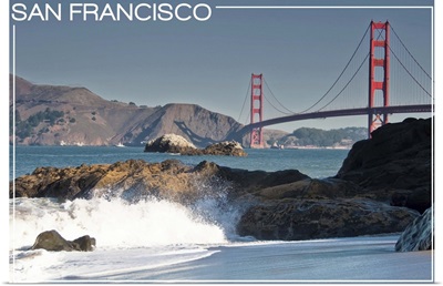 San Francisco, California - Golden Gate Bridge and Beach