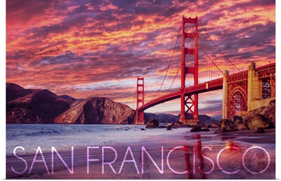 San Francisco, California, Golden Gate Bridge and Sunset