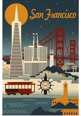 San Francisco, California, Retro Skyline