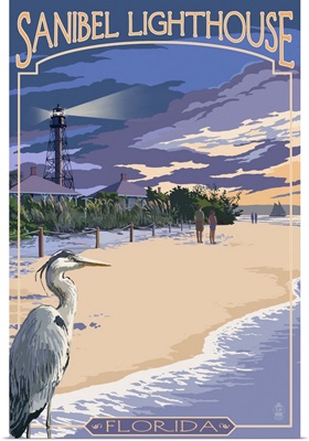 Sanibel Lighthouse - Sanibel, Florida: Retro Travel Poster