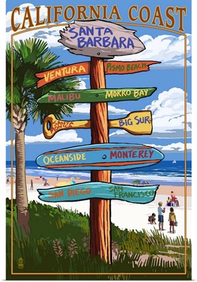 Santa Barbara, California - Sign Destinations: Retro Travel Poster