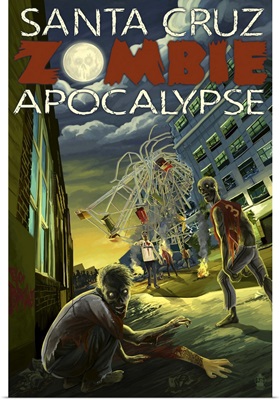 Santa Cruz, California - Zombie Apocalypse: Retro Travel Poster