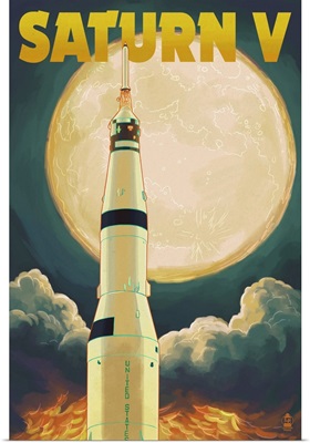 Saturn V & Full Moon