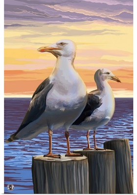 Sea Gulls: Retro Poster Art
