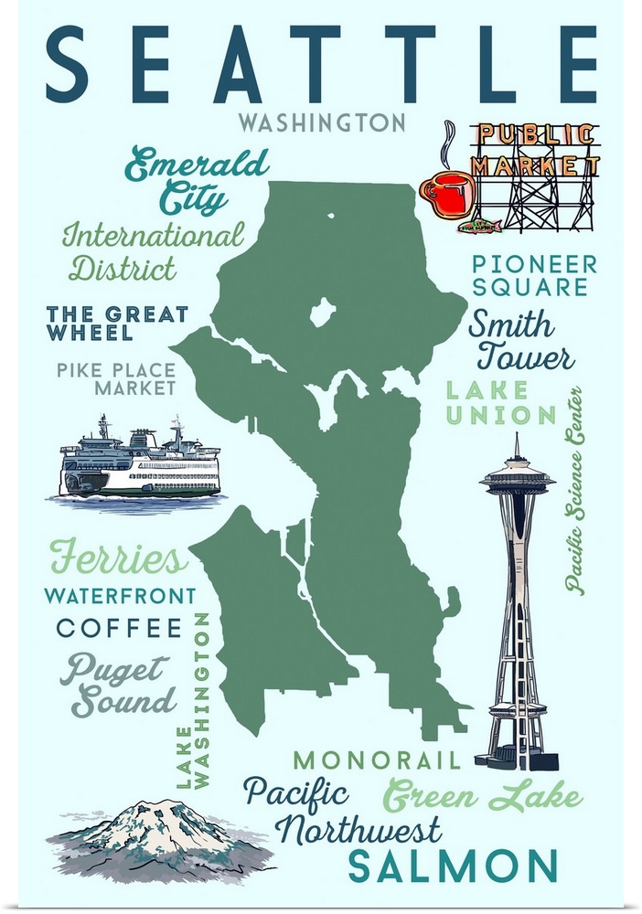 Seattle, Washington - Typography & Icons