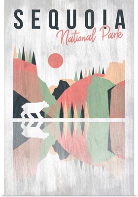 Sequoia National Park, Bear And Landscape: Graphic Travel Poster