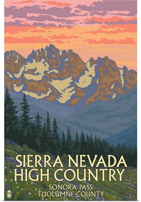 Sierra Nevada High Country - Sonora Pass, California: Retro Travel Poster