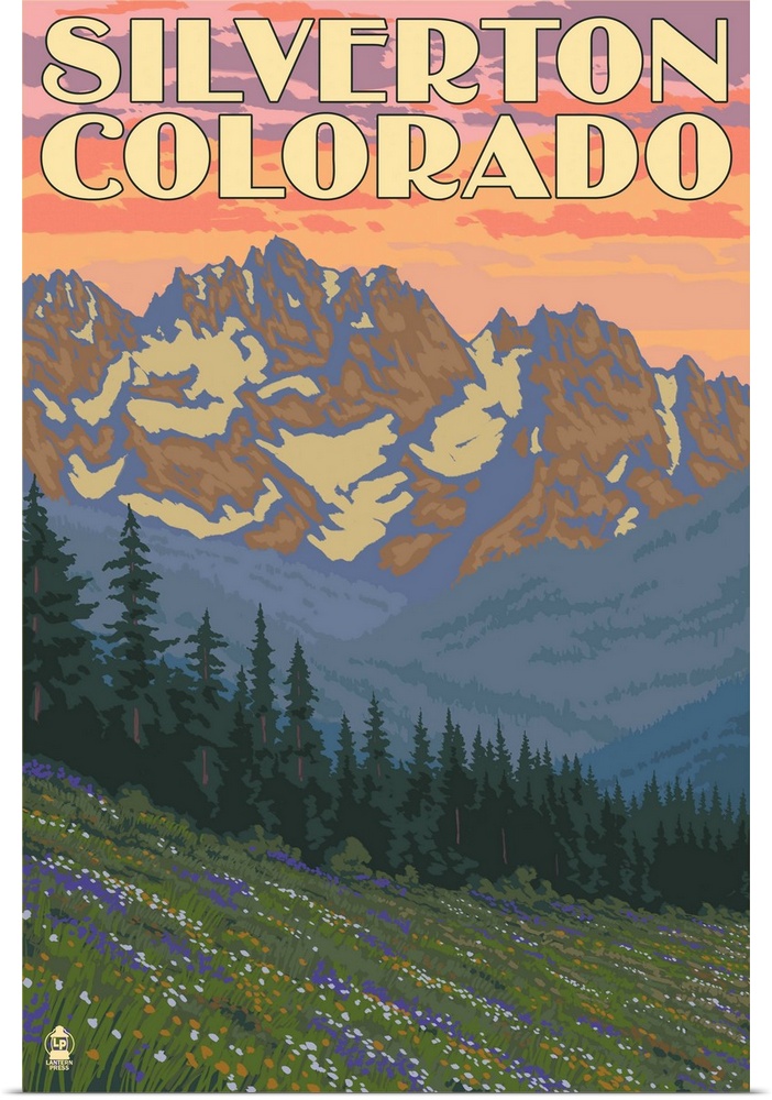 Silverton, Colorado - Spring Flowers: Retro Travel Poster