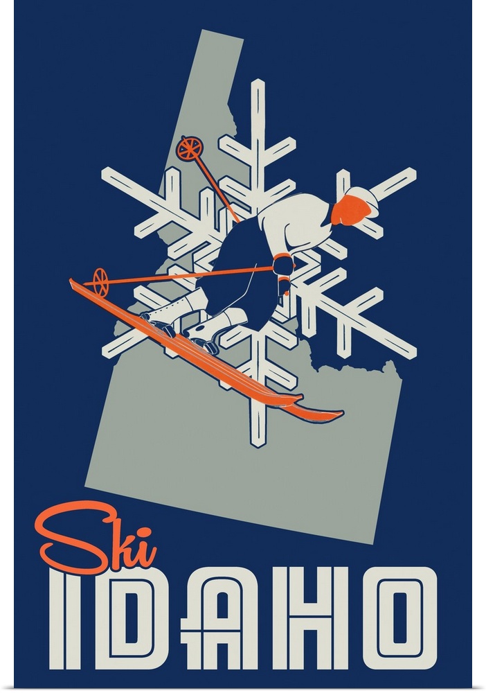 Ski Idaho - Snowflake & Skier