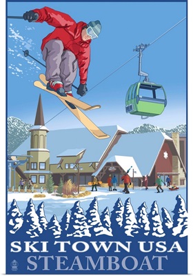 Ski Town USA - Steamboat, Colorado: Retro Travel Poster