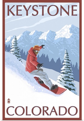 Snowboarder - Keystone, Colorado: Retro Travel Poster