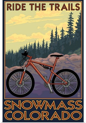 Snowmass, Colorado - Mountain Bike: Retro Travel Poster