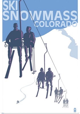 Snowmass, Colorado - Ski Lift: Retro Travel Poster