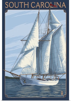 South Carolina Sailboat: Retro Travel Poster