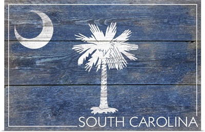 South Carolina State Flag on Wood