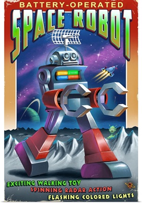 Space Robot: Retro Art Poster