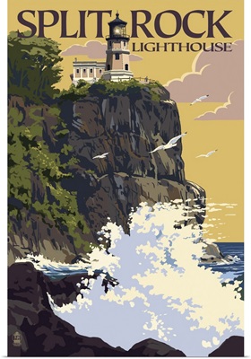 Split Rock Lighthouse - Minnesota: Retro Travel Poster