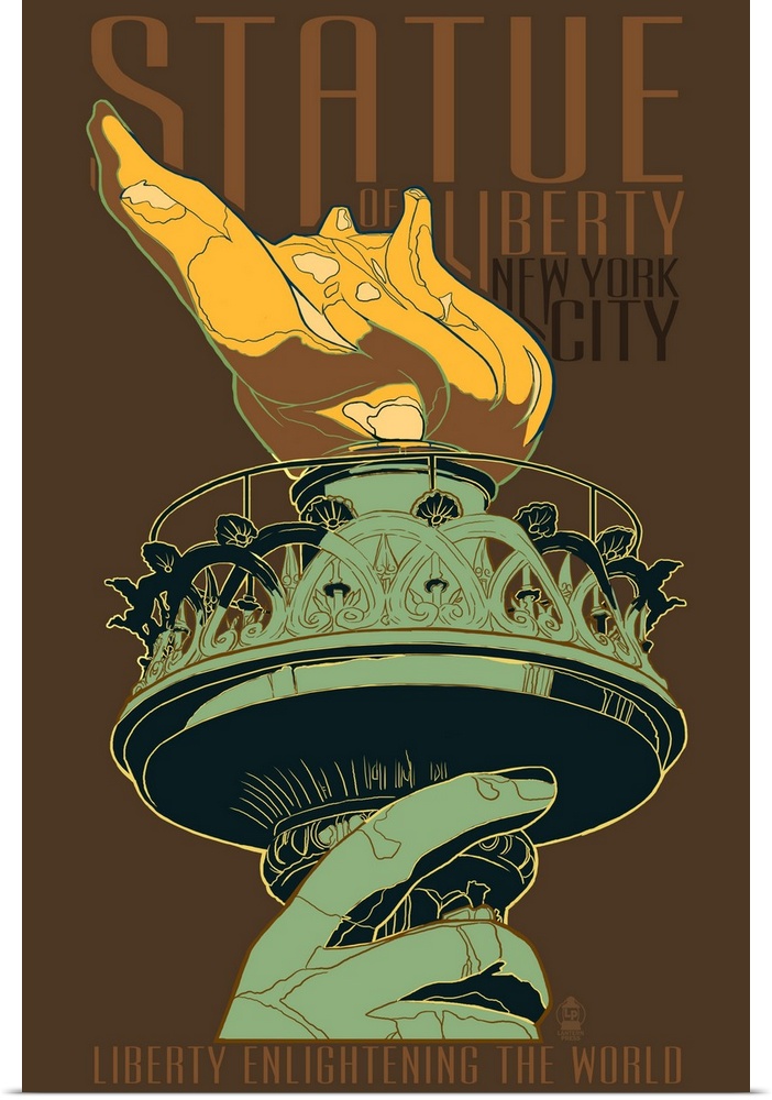 Statue of Liberty National Monument - New York City, NY - Torch: Retro Travel Poster