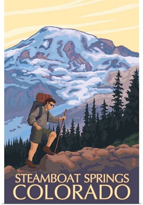 Steamboat Springs, Colorado - Hiker -  : Retro Travel Poster