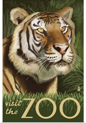 Sumatran Tiger - Visit the Zoo: Retro Travel Poster