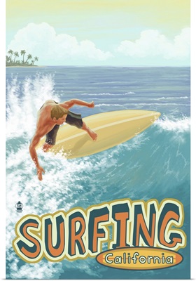 Surfing California: Retro Travel Poster