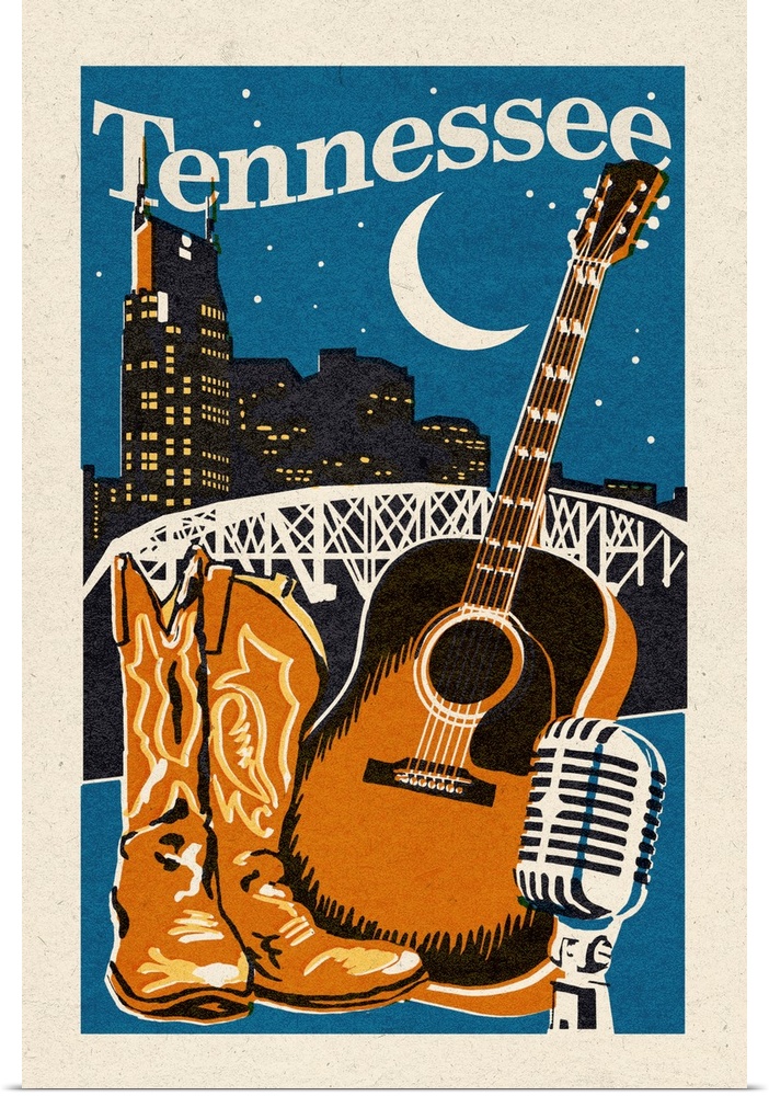 Tennessee - Woodblock