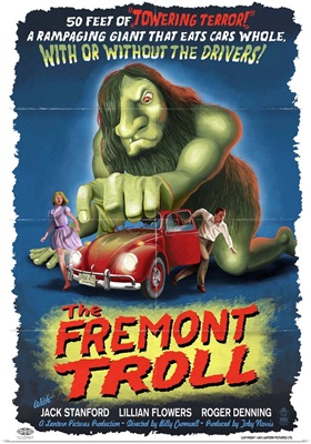 The Fremont Troll Movie Poster: Retro Travel Poster