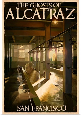 The Ghosts of Alcatraz Island - San Francisco, CA: Retro Travel Poster
