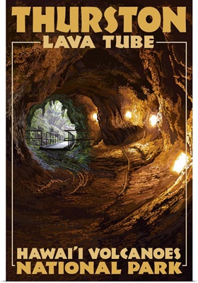 Thurston Lava Tube - Hawaii Volcanoes National Park: Retro Travel Poster