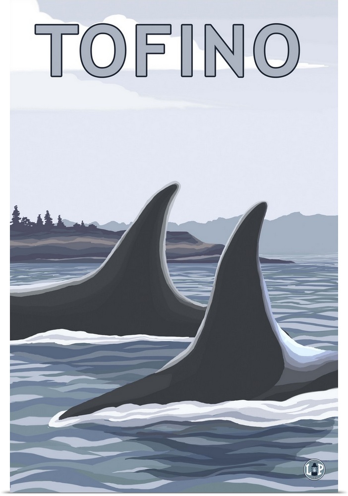 Tofino, Canada - Orca Fins: Retro Travel Poster