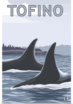Tofino, Canada - Orca Fins: Retro Travel Poster