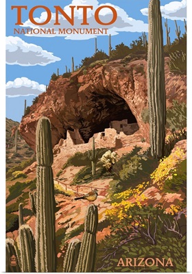 Tonto National Monument, Arizona: Retro Travel Poster