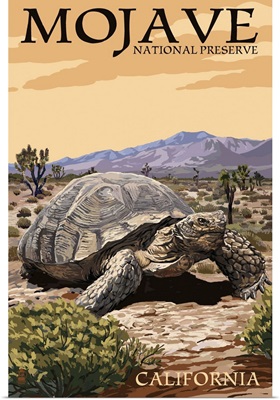Tortoise - Mojave National Preserve, California: Retro Travel Poster
