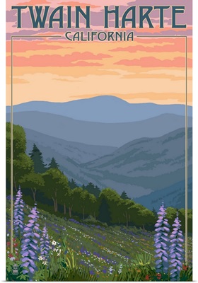 Twain Harte, California - Spring Flowers -  : Retro Travel Poster