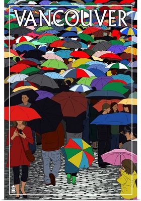 Umbrellas - Vancouver, BC: Retro Travel Poster