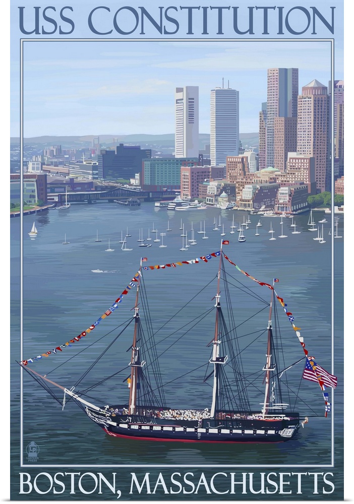 USS Constitution and Boston Skyline
