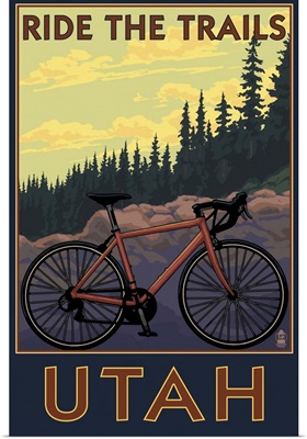 Utah - Mountain Bike Scene: Retro Travel Poster