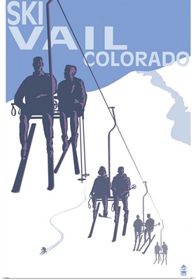 Vail, CO - Ski Lift: Retro Travel Poster