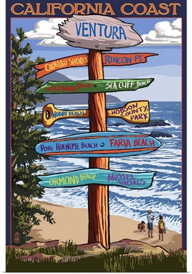 Ventura, California - Destination Sign: Retro Travel Poster