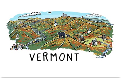 Vermont - Line Drawing - Fall
