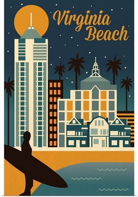 Virginia Beach, Virginia - Retro Skyline Classic Series